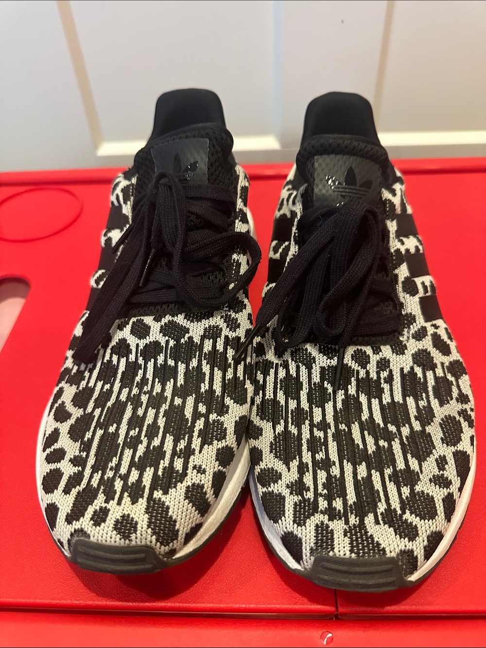 adidas Black & White Leopard Knit Sneakers